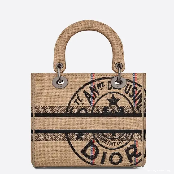 Cheap Beige Jute Lady Motif Medium Bag D-lite Canvas 0403 Hot Sale